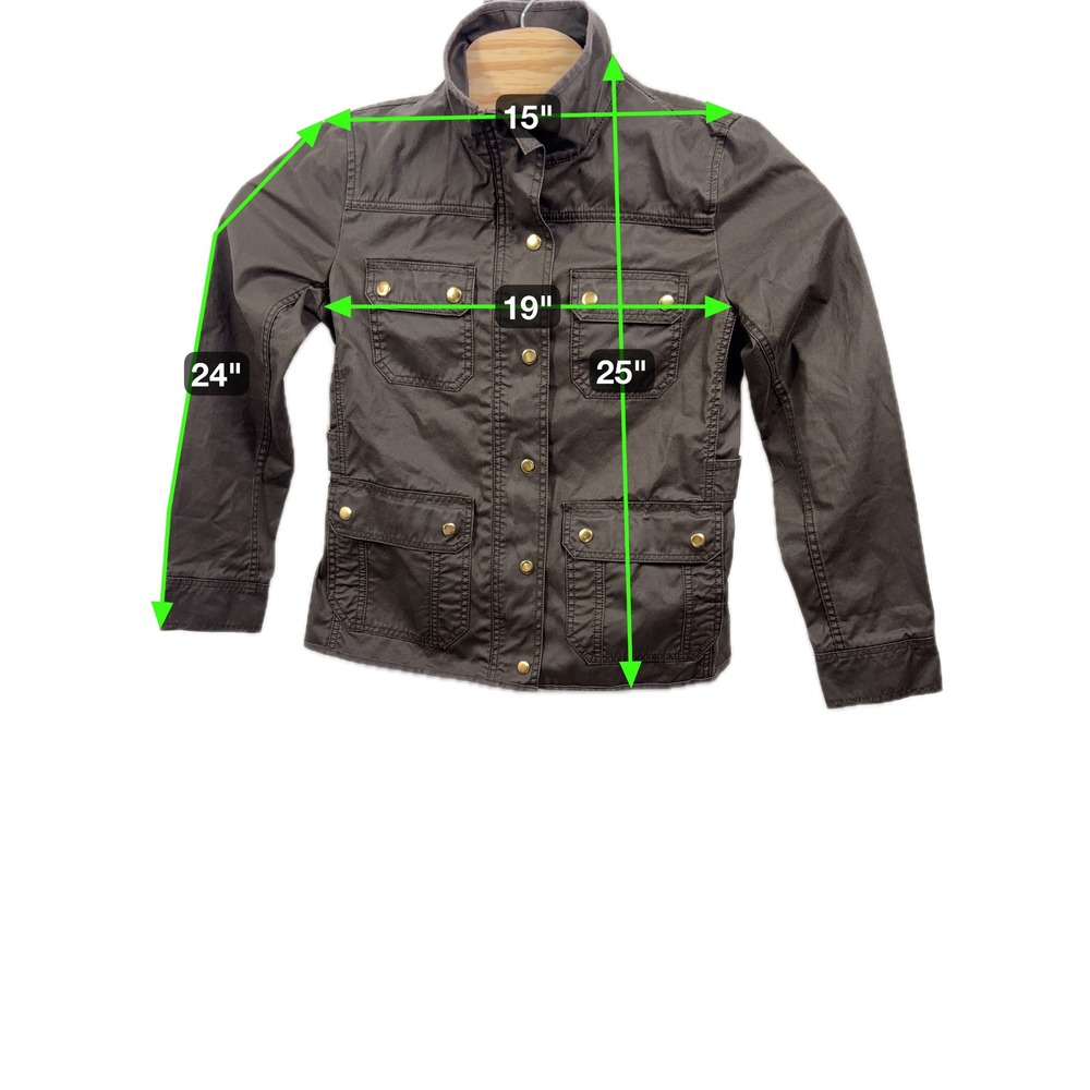 J.Crew Women's Field Jacket Small Olive Cotton Utility Style 19034 SP16 - Picture 2 of 5